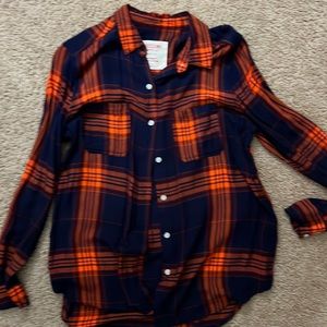 Orange and blue flannel shirt